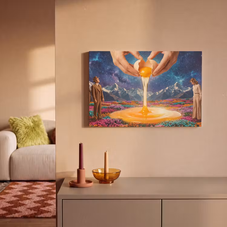 Leinwandbild - Hände – Ei – Surrealismus - Handen - Ei - Surrealisme canvas 2cm klein