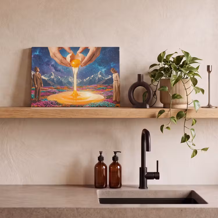 Leinwandbild - Hände – Ei – Surrealismus - Handen - Ei - Surrealisme canvas 2cm klein
