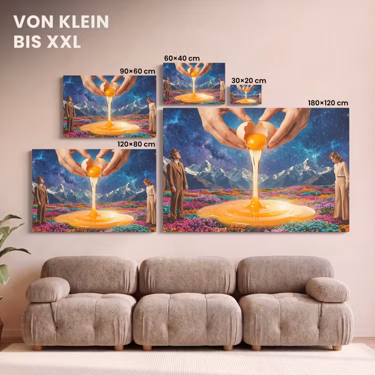 Leinwandbild - Hände – Ei – Surrealismus - Handen - Ei - Surrealisme canvas 2cm klein