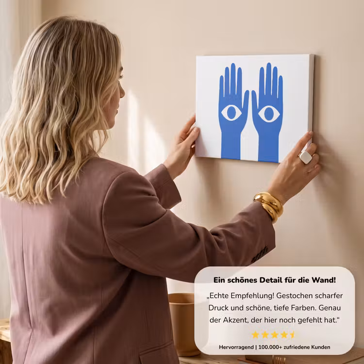 Handen - Twee - Ogen - Blauw canvas 2cm klein -sfeer3