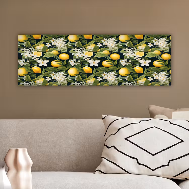 Hangende - Citroenen - Witte - Bloemetjes canvas 2cm klein 828 -sfeer3