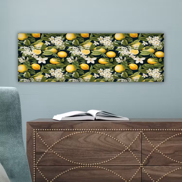 Hangende - Citroenen - Witte - Bloemetjes canvas 2cm klein 828 -sfeer4