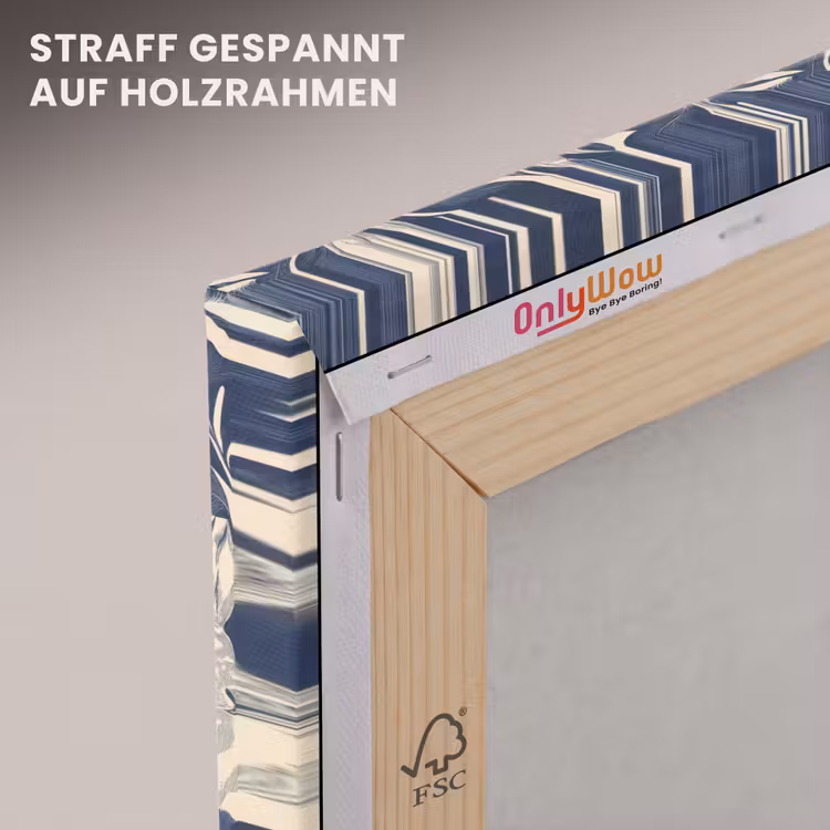 Hazen - Bladeren - Patroon - Blauw - Beige canvas 2cm klein 34 -uniquesellingpoint_afwerking-onlywow_DE