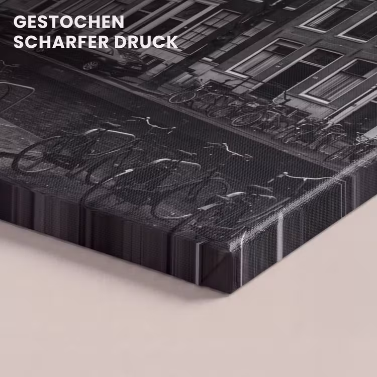 Huis - Gracht - Amsterdam - Architectuur - Zwart-wit canvas 2cm klein -closeup_print_DE
