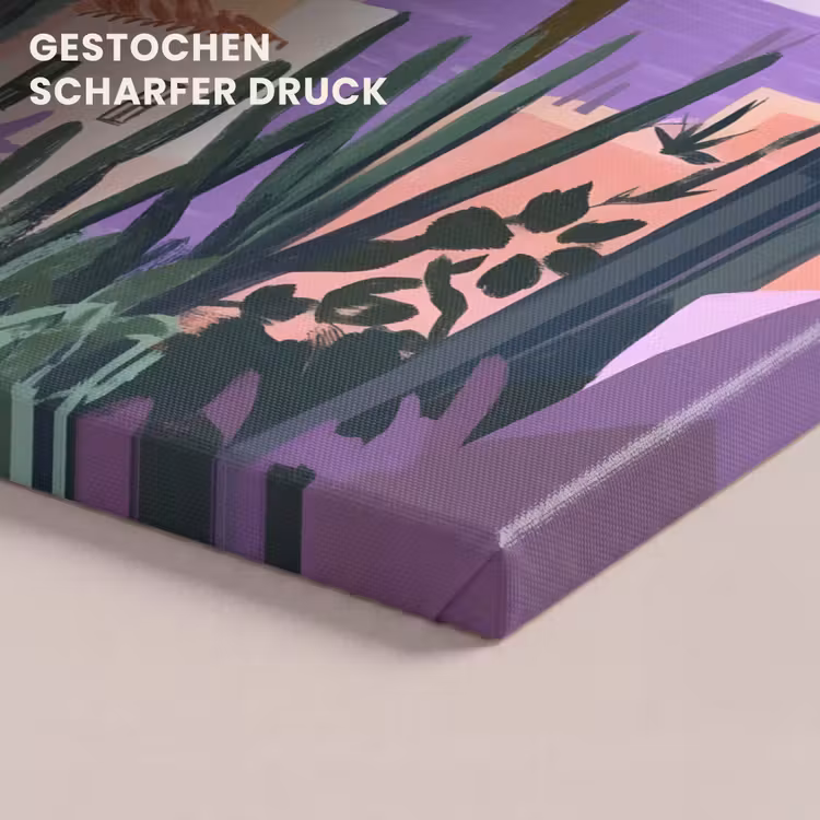Huizen - Minimalistisch - Palmbomen - Kust canvas 2cm klein -closeup_print_DE
