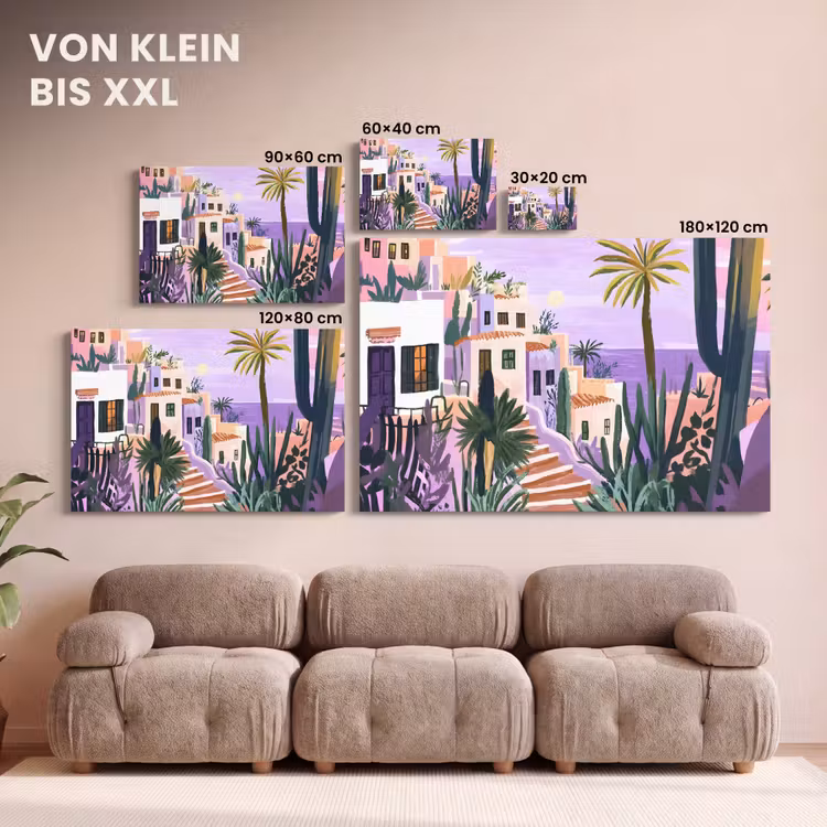 Huizen - Minimalistisch - Palmbomen - Kust canvas 2cm klein -Xsfeer8_DE