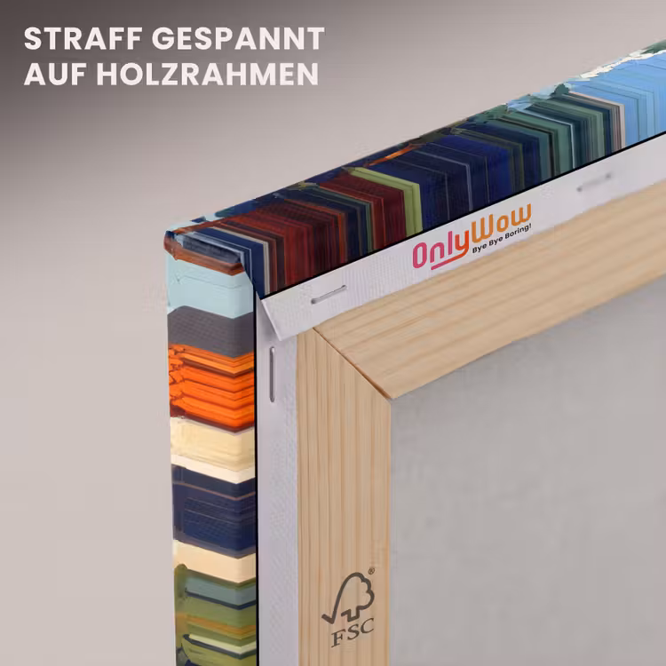 Huizen - Mozaïek - Sinaasappelbomen - Zee canvas 2cm klein -uniquesellingpoint_afwerking-onlywow_DE