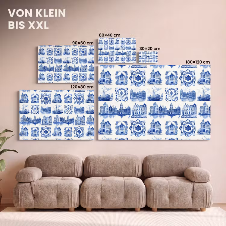 Huizen - Schepen - Blauw canvas 2cm klein 34 -Xsfeer8_DE