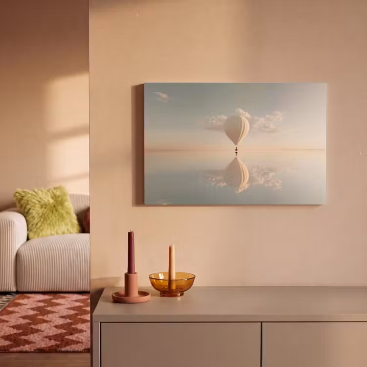 Luchtballon - Wolken - Water - Blauw canvas 2cm klein -sfeer1