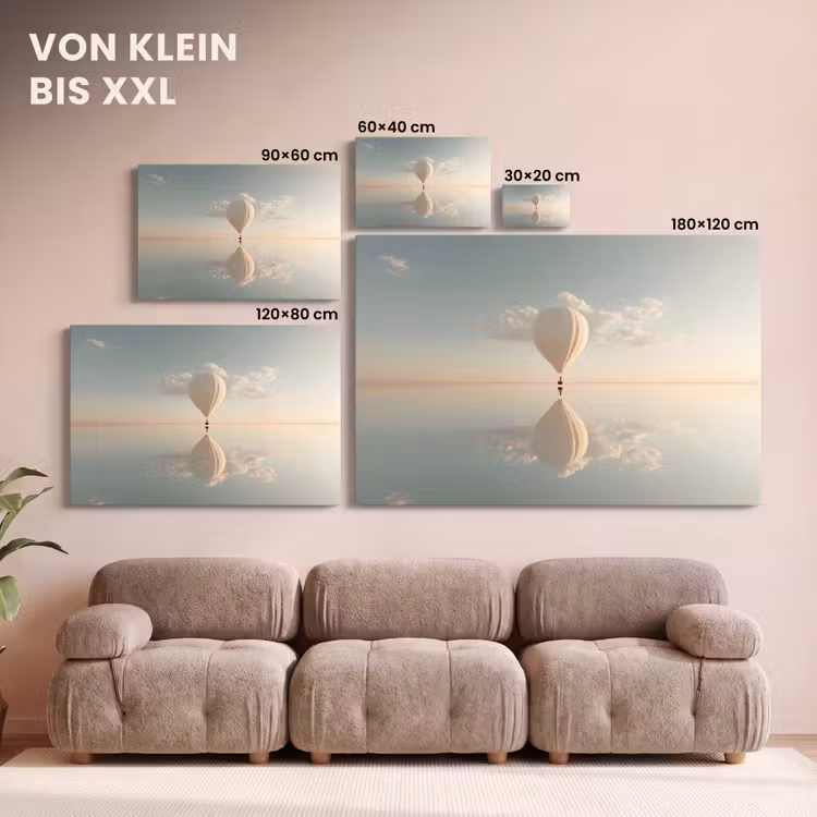 Luchtballon - Wolken - Water - Blauw canvas 2cm klein -Xsfeer8_DE