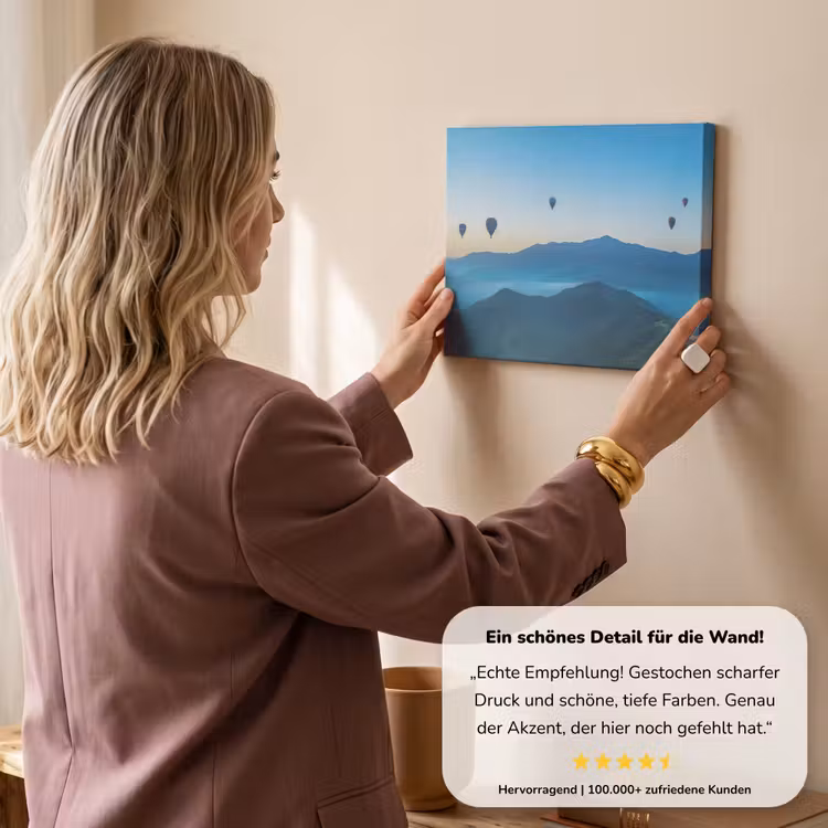 Luchtballonnen - Bergen - Zonsopgang - Landschap canvas 2cm klein -Xsfeer7_DE