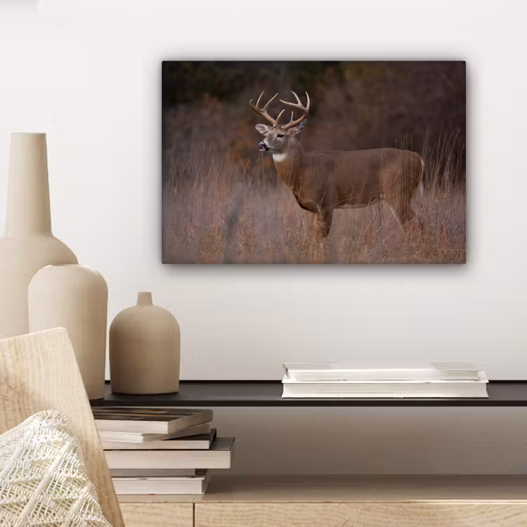 Herfst - Hert - Gras - Natuur - Dieren canvas 2cm klein -closeup_print_DE