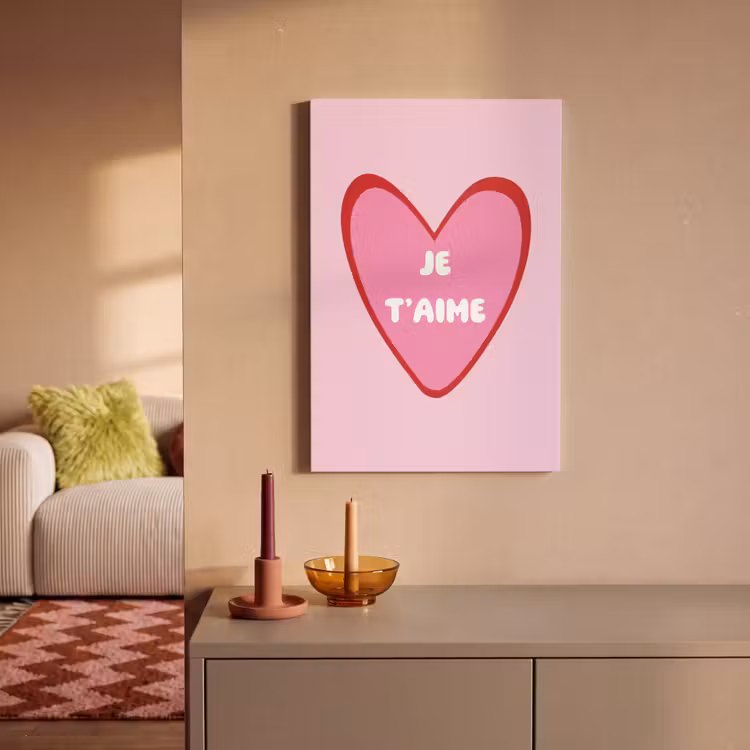 Hart - Frans - Valentijn - Roze canvas 2cm klein -sfeer1