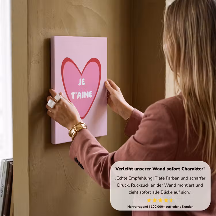 Hart - Frans - Valentijn - Roze canvas 2cm klein -Xsfeer7_DE