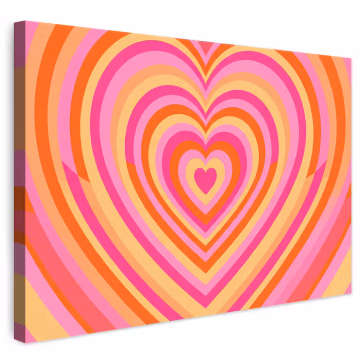 Hart - Concentrisch - Abstract - Liefde - Kleurrijk canvas 2cm klein -3d