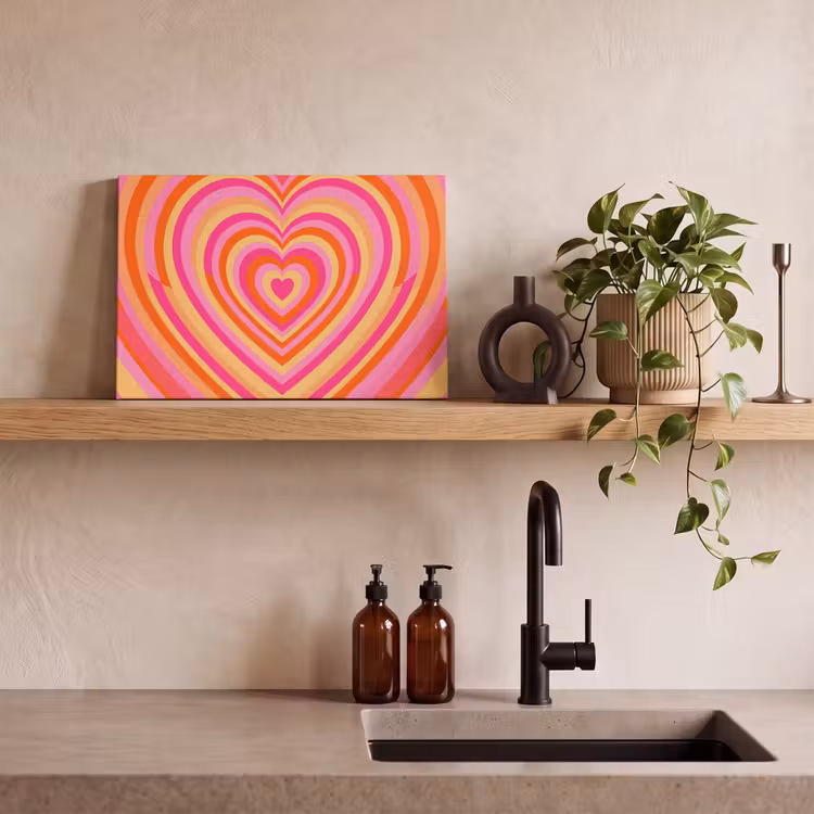 Hart - Concentrisch - Abstract - Liefde - Kleurrijk canvas 2cm klein -sfeer3