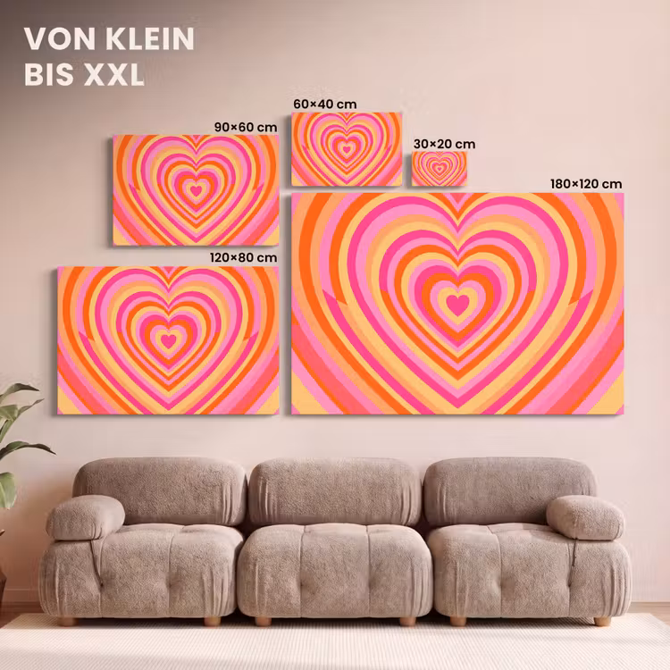 Hart - Concentrisch - Abstract - Liefde - Kleurrijk canvas 2cm klein -Xsfeer8_DE