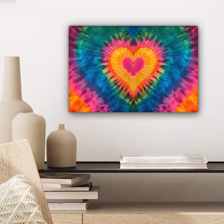 Hart - Tie Dye - Kleurrijk canvas 2cm klein -closeup_print_DE