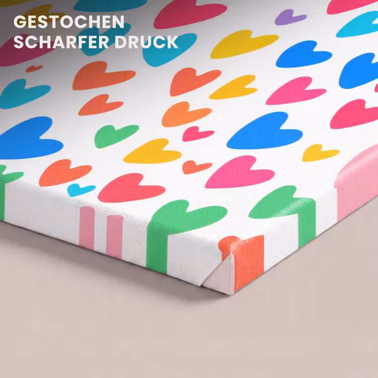 Hartjes - Kleurrijk - Patroon - Levendig canvas 2cm klein -uniquesellingpoint_afwerking-onlywow_DE