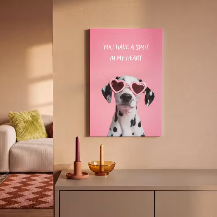 Hartjes - Hond - Valentijn - Roze canvas 2cm klein -sfeer1
