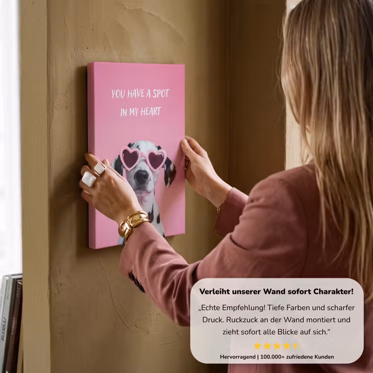 Hartjes - Hond - Valentijn - Roze canvas 2cm klein -sfeer3
