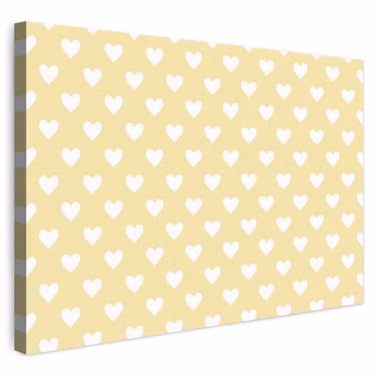 Hartjes - Patroon - Geel canvas 2cm klein 34 -3d