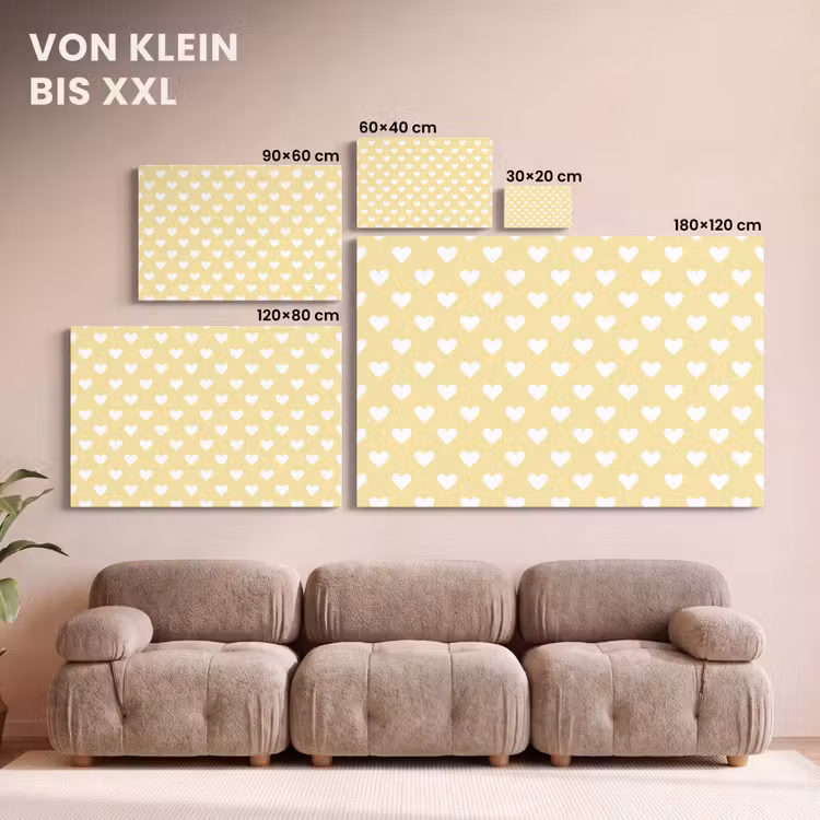 Hartjes - Patroon - Geel canvas 2cm klein 34 -Xsfeer8_DE
