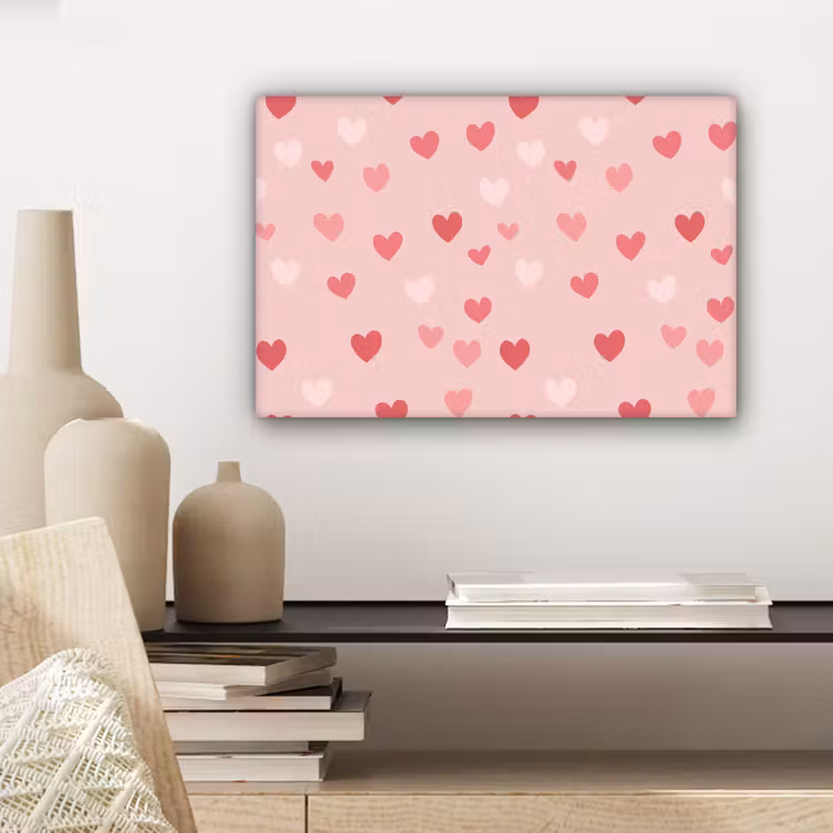 Hartjes - Patroon - Roze - Eenvoudig canvas 2cm klein -sfeer6