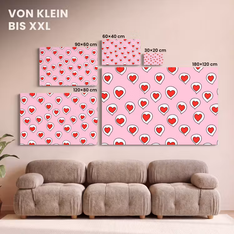 Hartjes - Patroon - Rood canvas 2cm klein 34 -Xsfeer8_DE