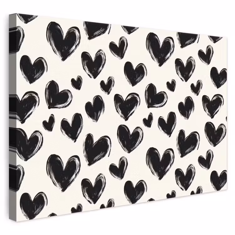Hartjes - Patroon - Zwart canvas 2cm klein 34 -3d
