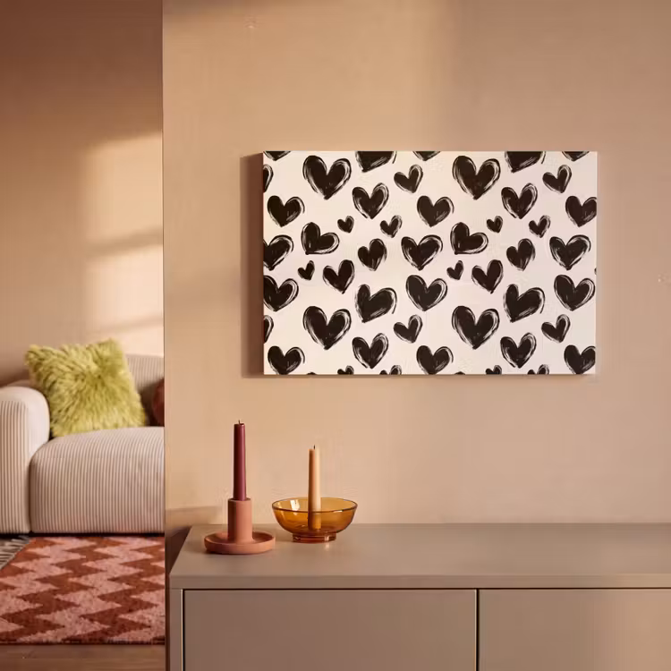 Hartjes - Patroon - Zwart canvas 2cm klein 34 -sfeer1