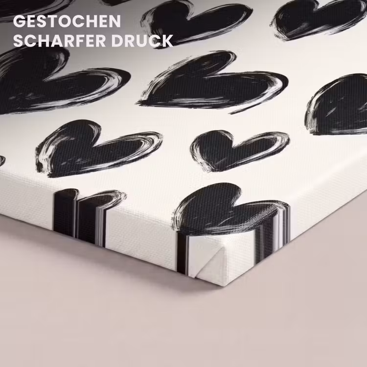 Hartjes - Patroon - Zwart canvas 2cm klein 34 -closeup_print_DE