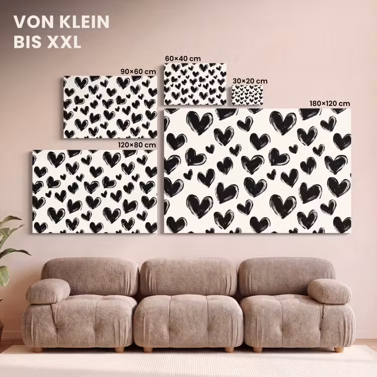 Hartjes - Patroon - Zwart canvas 2cm klein 34 -Xsfeer8_DE