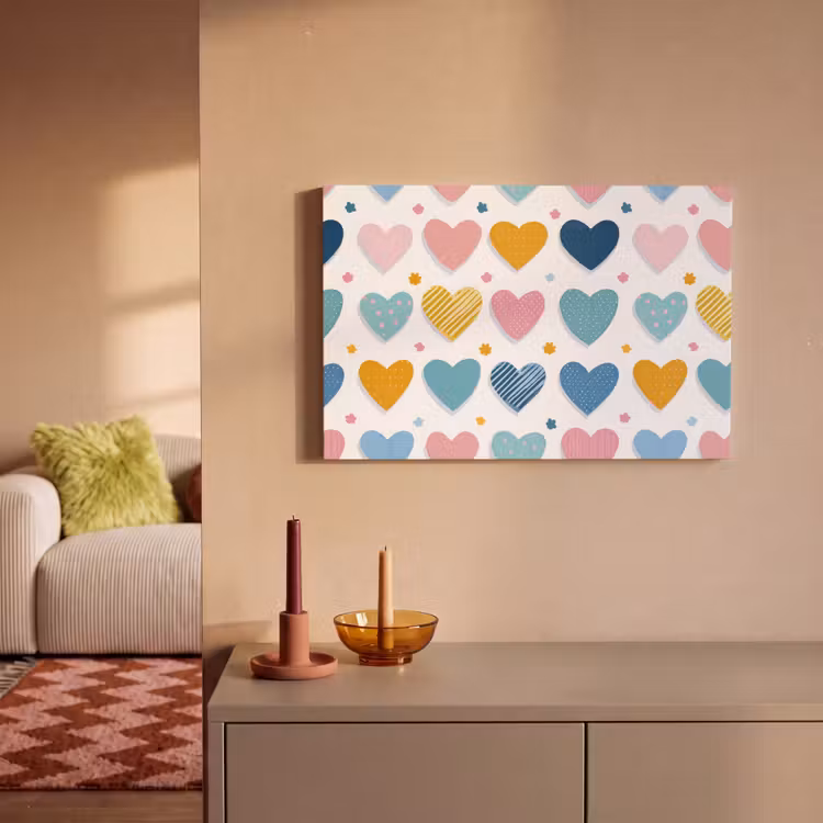 Hartjes - Pastel - Patroon canvas 2cm klein -sfeer1