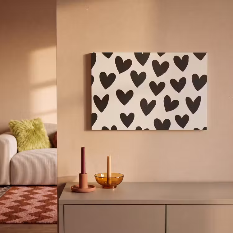 Hartjes - Zwart - Beige canvas 2cm klein -sfeer1