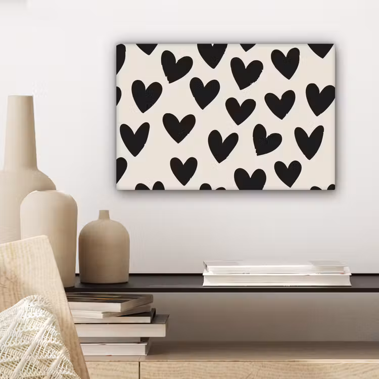 Hartjes - Zwart - Beige canvas 2cm klein -closeup_print_DE