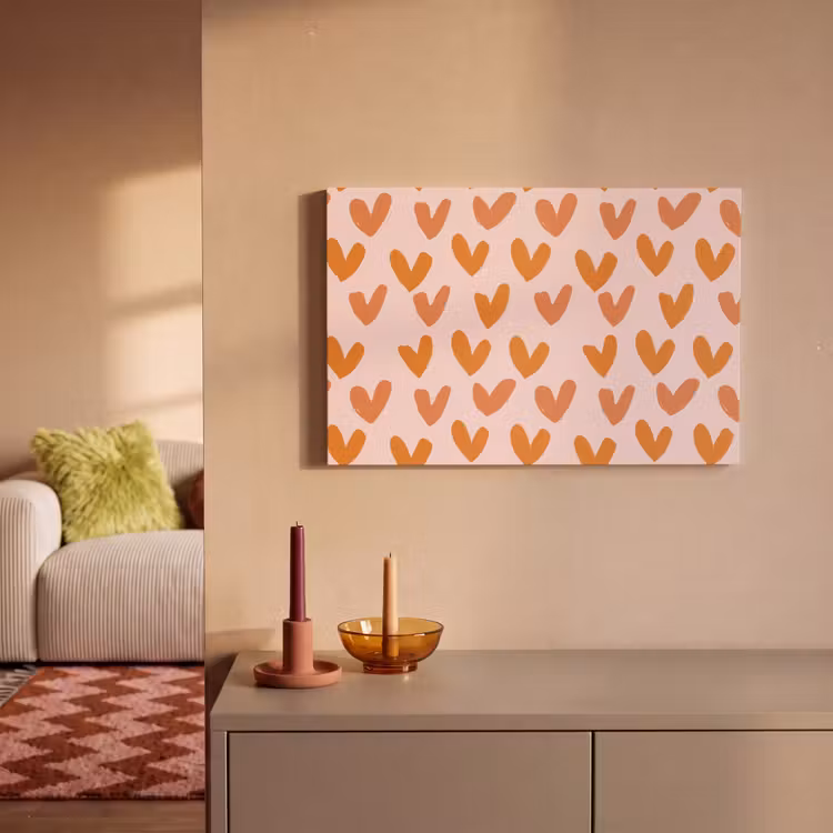 Hartjes - Getekend - Oranje canvas 2cm klein 34 -sfeer1
