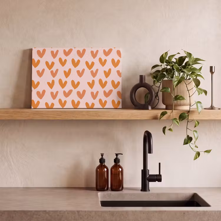 Hartjes - Getekend - Oranje canvas 2cm klein 34 -sfeer6