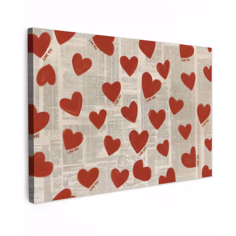 Hartjes - Krant - Loveyou canvas 2cm klein -z3d