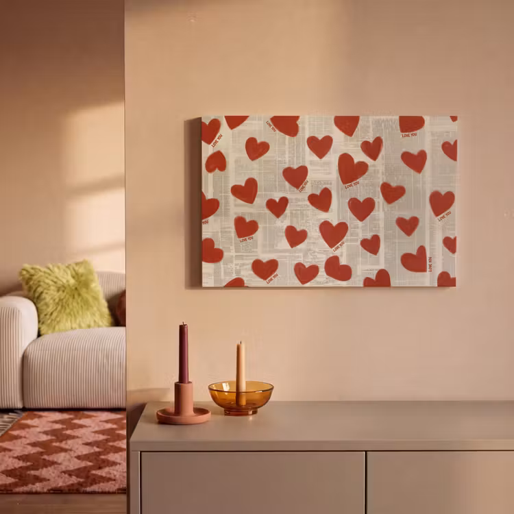 Hartjes - Krant - Loveyou canvas 2cm klein -sfeer1