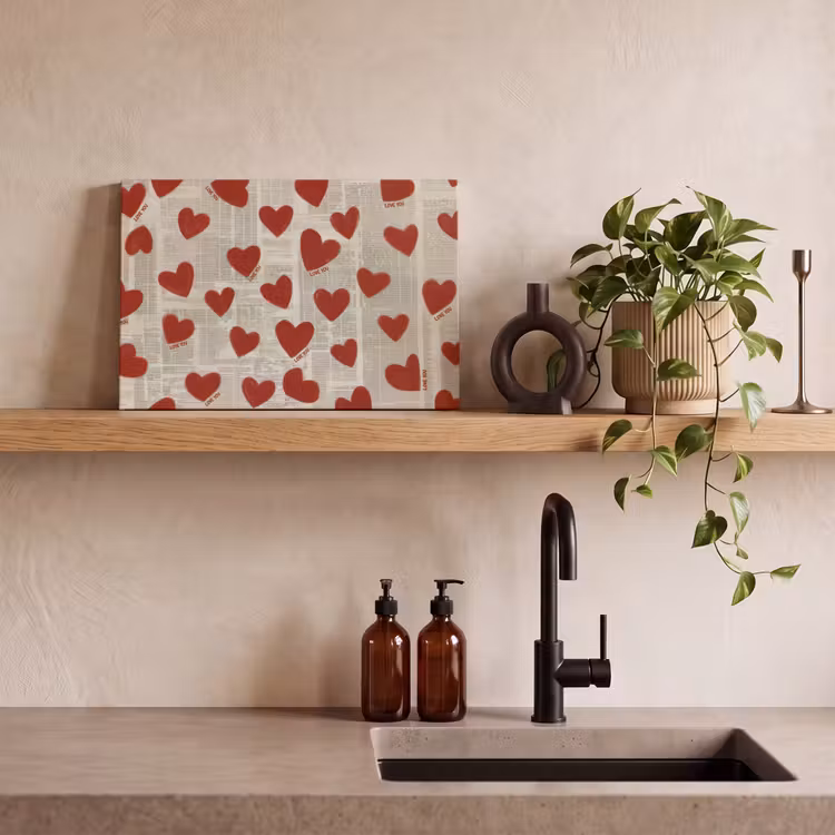 Hartjes - Krant - Loveyou canvas 2cm klein -sfeer6