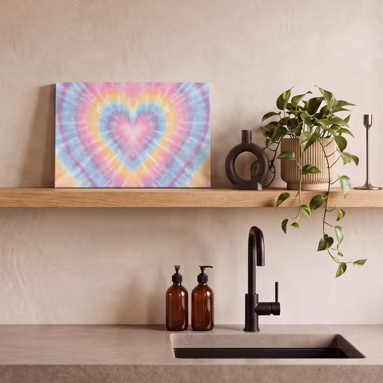Hartvorm - Pastelkleuren - Tie Dye canvas 2cm klein -sfeer6