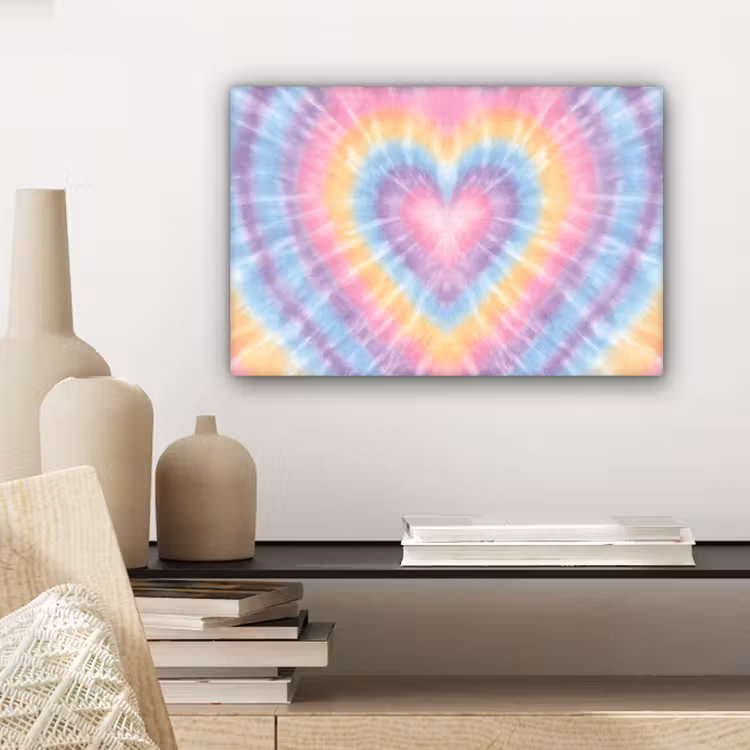 Hartvorm - Pastelkleuren - Tie Dye canvas 2cm klein -closeup_print_DE