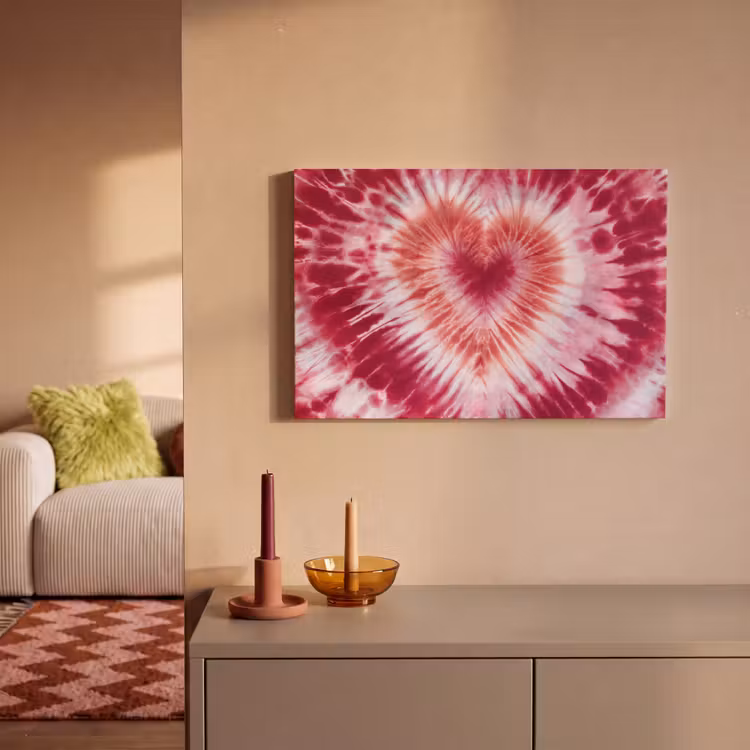 Hartvorm - Roze - Tie dye canvas 2cm klein -sfeer1