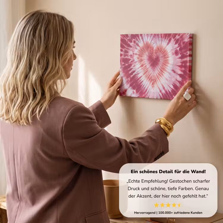 Hartvorm - Roze - Tie dye canvas 2cm klein -sfeer3