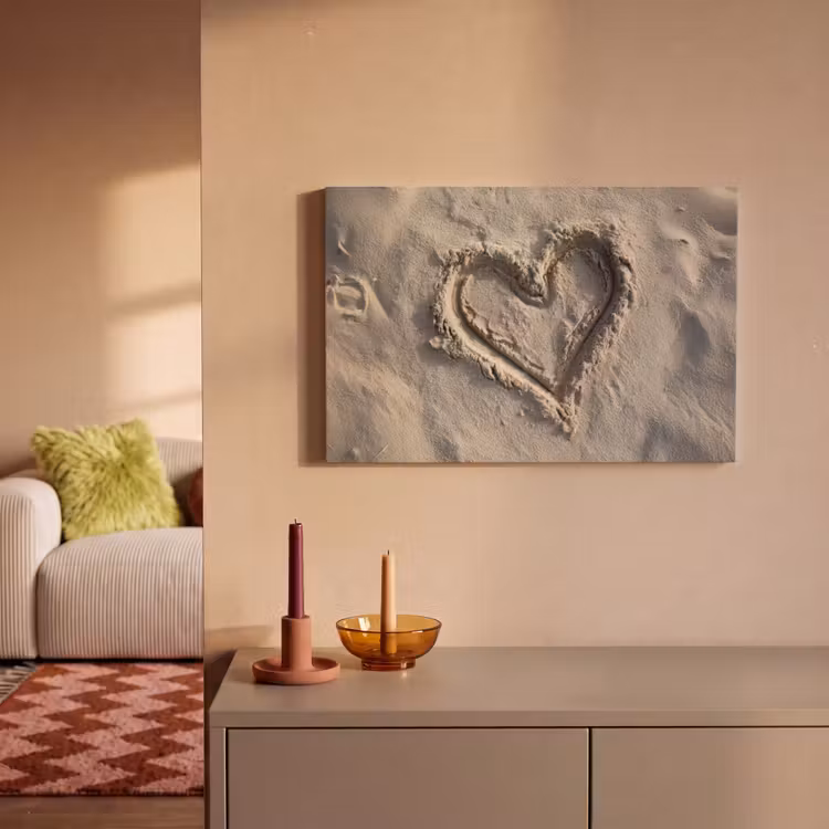 Hartvorm - Getekend - Beige - Zand canvas 2cm klein -sfeer1