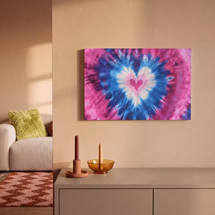 Hartvormig - Tie dye - Paars canvas 2cm klein -sfeer1