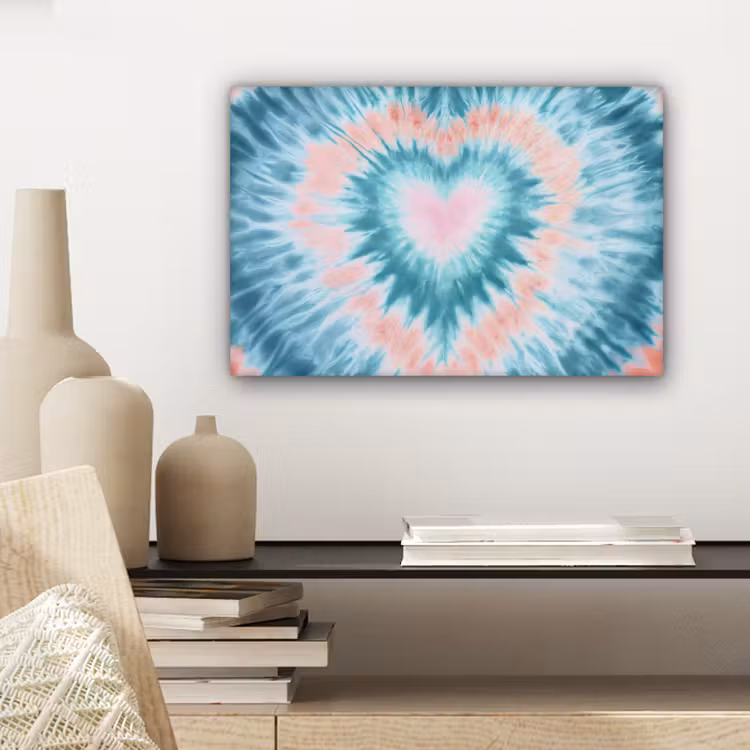 Hartvormig - Tie dye - Pasteltinten - Lichtgroen canvas 2cm klein -closeup_print_DE