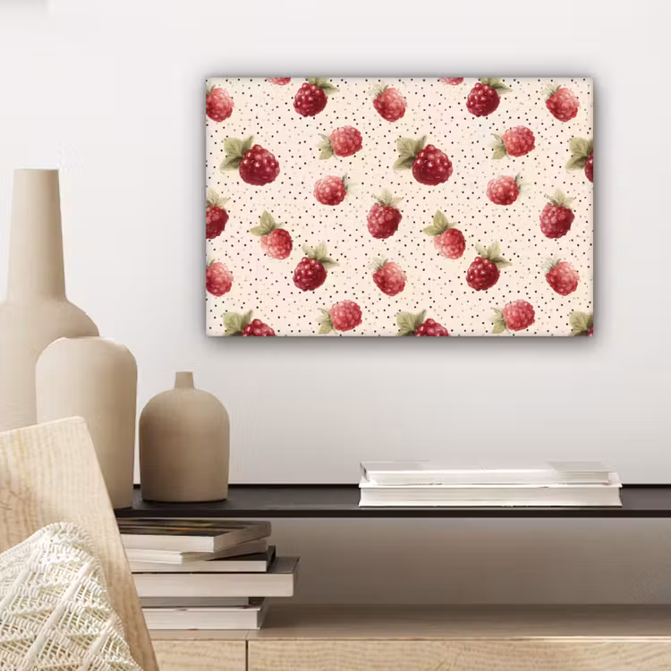 Framboos - Stippen - Rood canvas 2cm klein 34 -closeup_print_DE