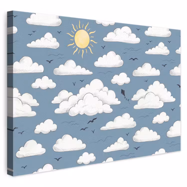 Lucht - Zon - Wolken - Natuur - Blauw canvas 2cm klein -3d